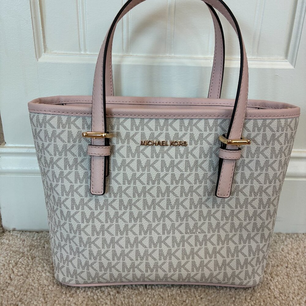 NWOT Michael Kors Jet Set Travel Extra-Small Logo Top-Zip Tote Bag - Picture 2 of 14